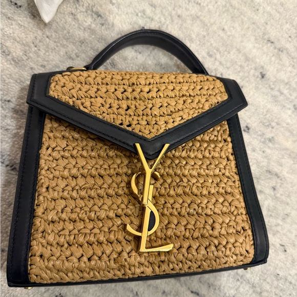 Yves Saint Laurent Tan and Black Raffia Bag - Picture 2 of 5